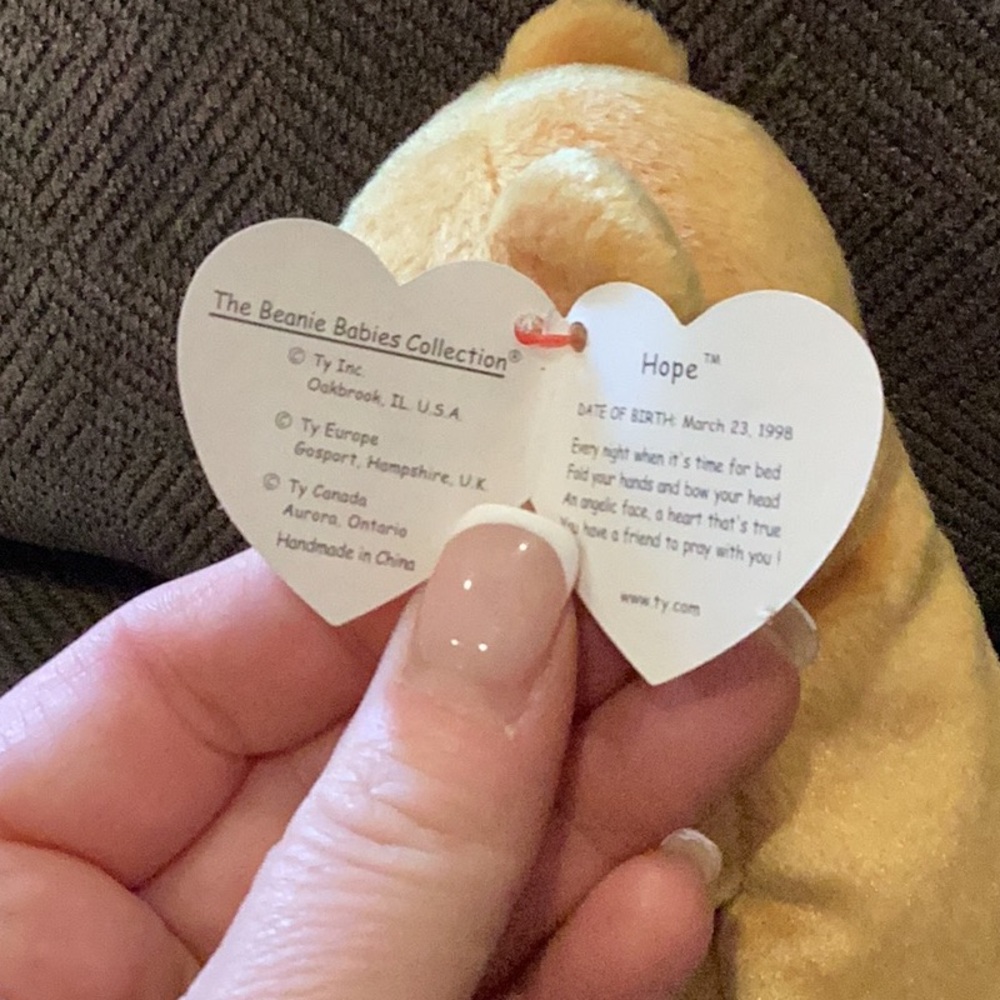 Ty HOPE Bear Beanie Baby Vintage Plush - Picture 3 of 8